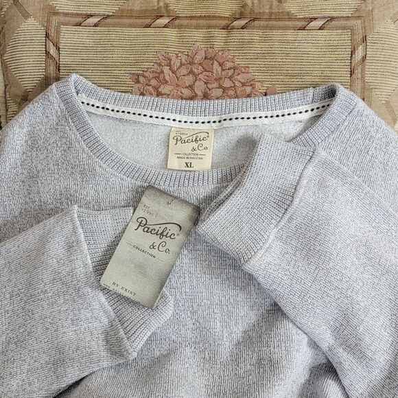Pacific & Co Sweatshirt Mens XL Gray Solid Crewneck Fleece Pullover NEW - Picture 8 of 11